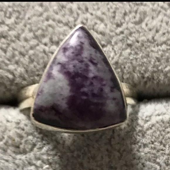 New Sterling Silver Purple Kammererite Triangle Ring Size 10 Crystal Kammerite - Picture 5 of 16